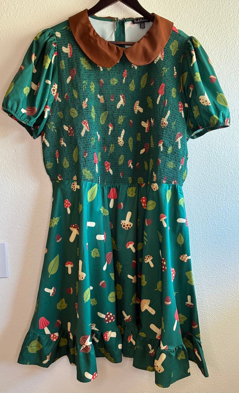 SMAK PARLOUR | NWT Green Mushroom Print Mini Dress Peter Pan Collar | 3X